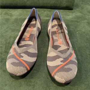 Rothy's Gray and Orange Knit Loafers Sporty Design